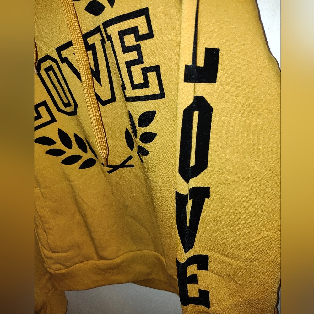 Yellow Hoodie with Love Print - Picture 2 of 4